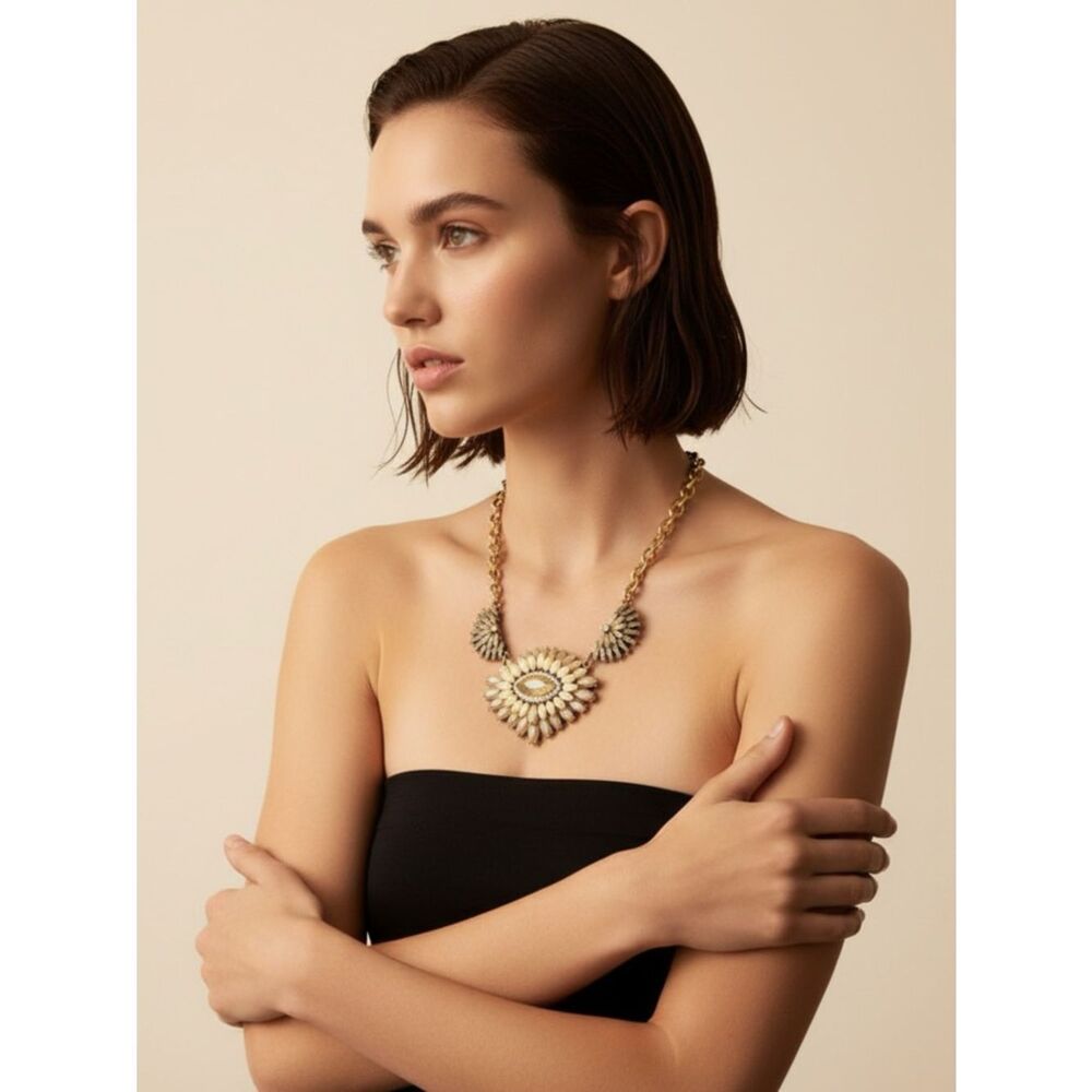 Loft Rhinestone Jewel Pendant Statement Necklace